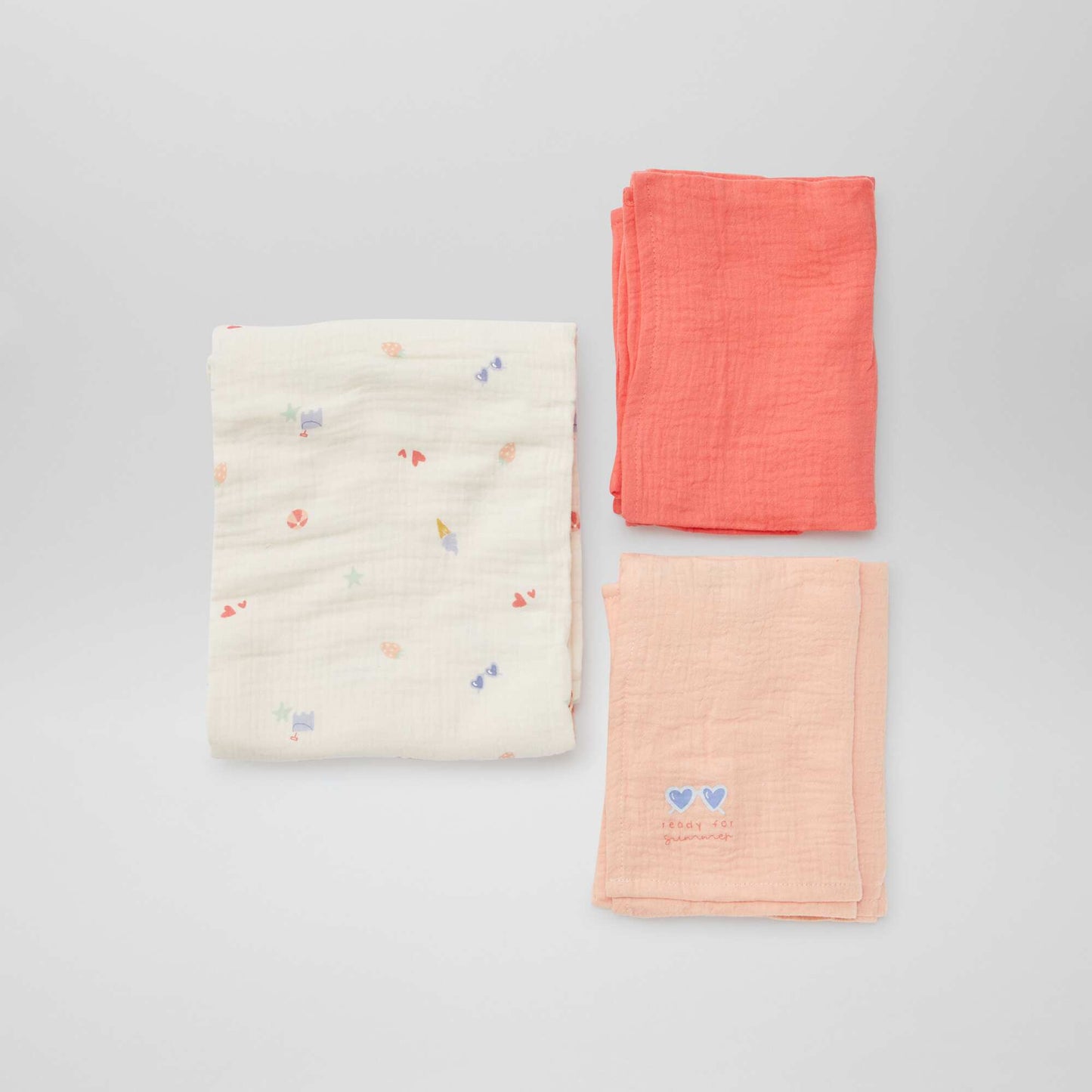 Pack de 3 muselinas - 2 de 60 x 60 y 1 de 100 x 120 cm BLANCO