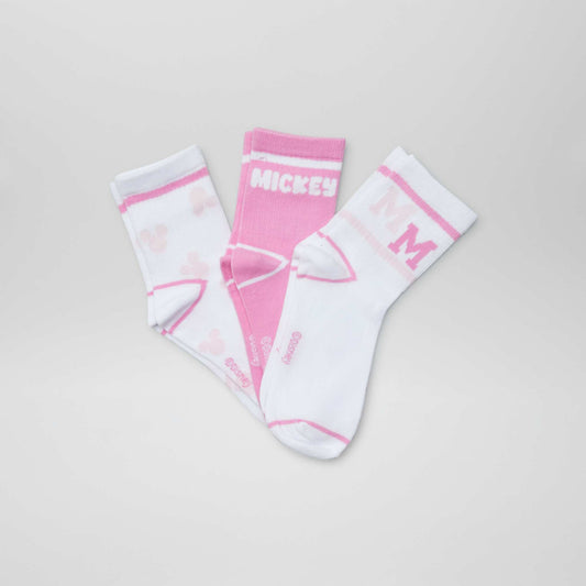 Pack de 3 pares de medias 'Mickey' y 'Minnie' BLANCO
