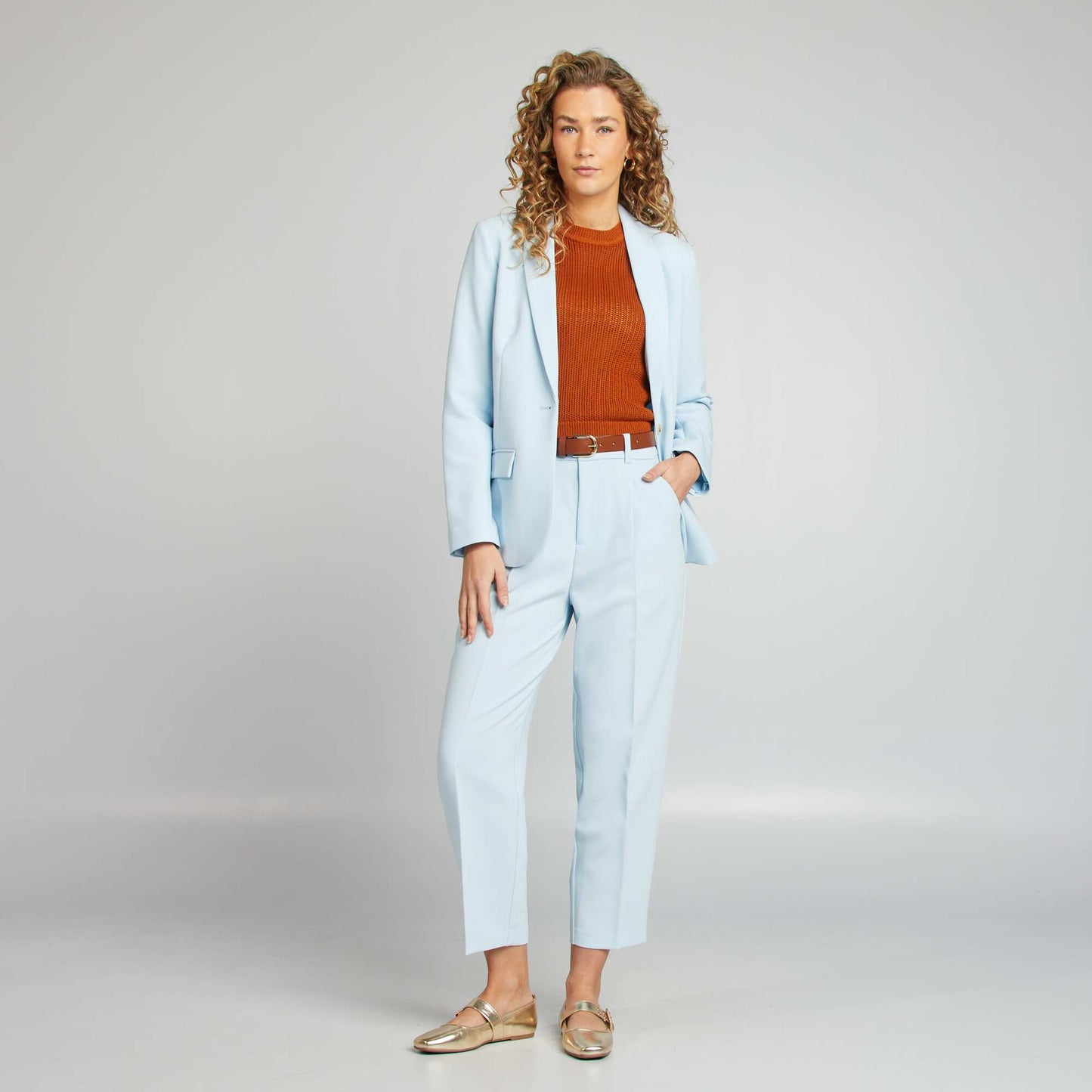 Sweater de punto calado NARANJA