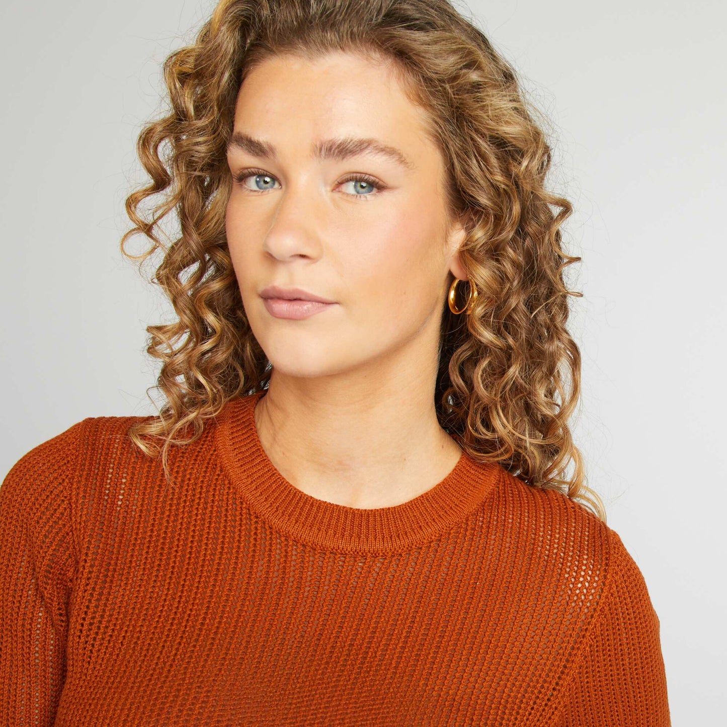 Sweater de punto calado NARANJA