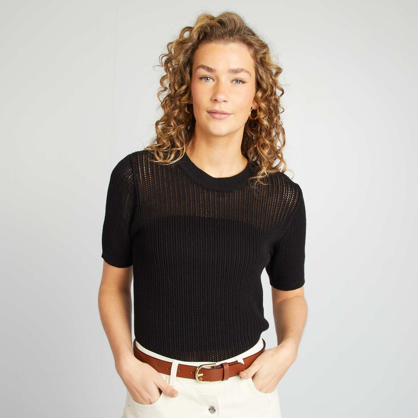 Sweater de punto calado NEGRO