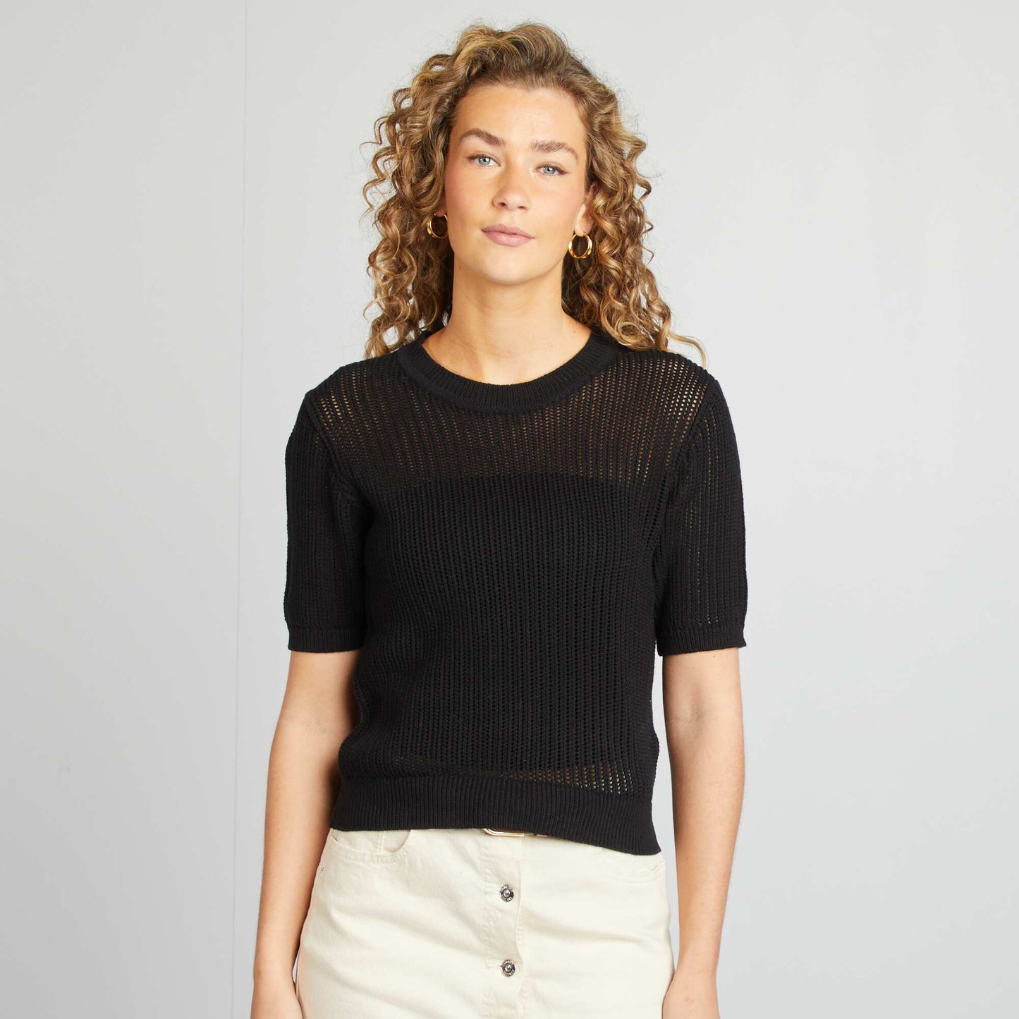 Sweater de punto calado NEGRO