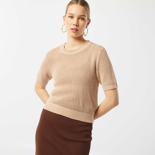Sweater de punto calado BEIGE