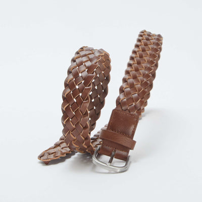 Cinturón trenzado de piel sintética MARRON