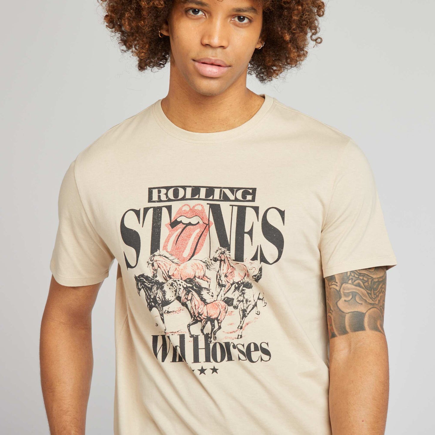Camiseta con estampado de 'The Rolling Stones' BEIGE