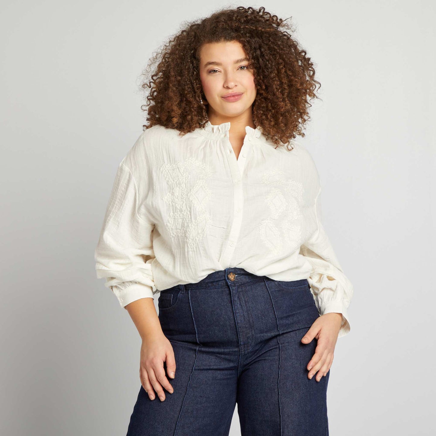 Camisa de gasa de algodón BEIGE