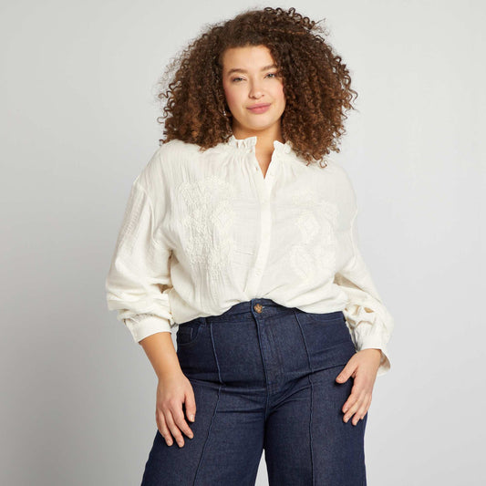 Camisa de gasa de algodón BEIGE