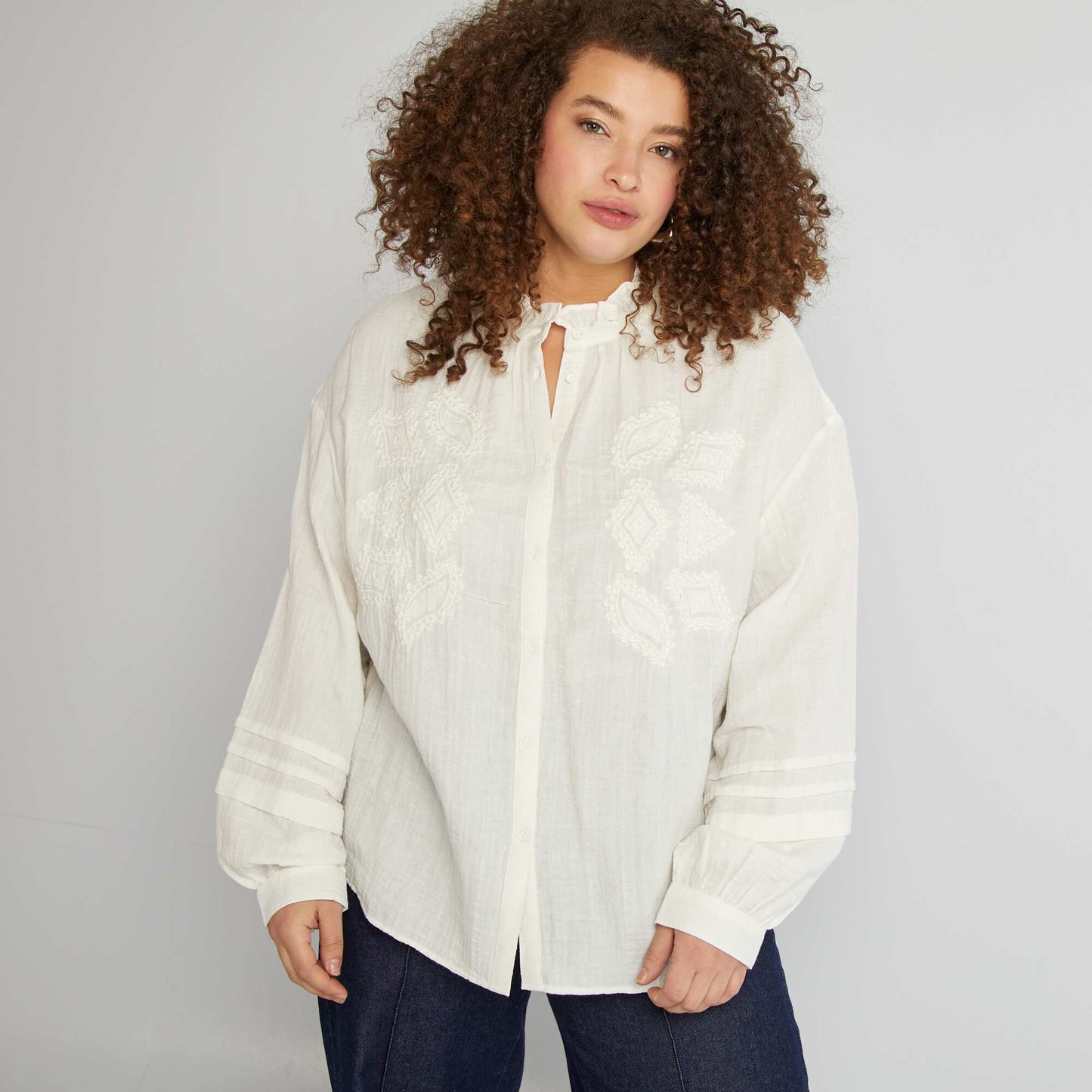 Camisa de gasa de algodón BEIGE