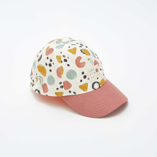 Gorra de tela con estampado BEIGE