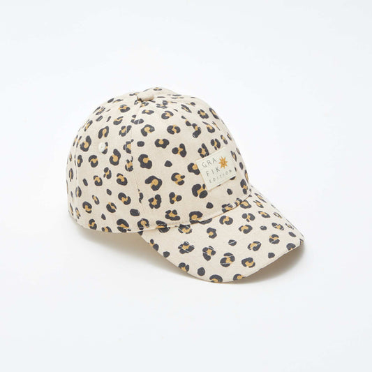 Gorra de tela con estampado BEIGE