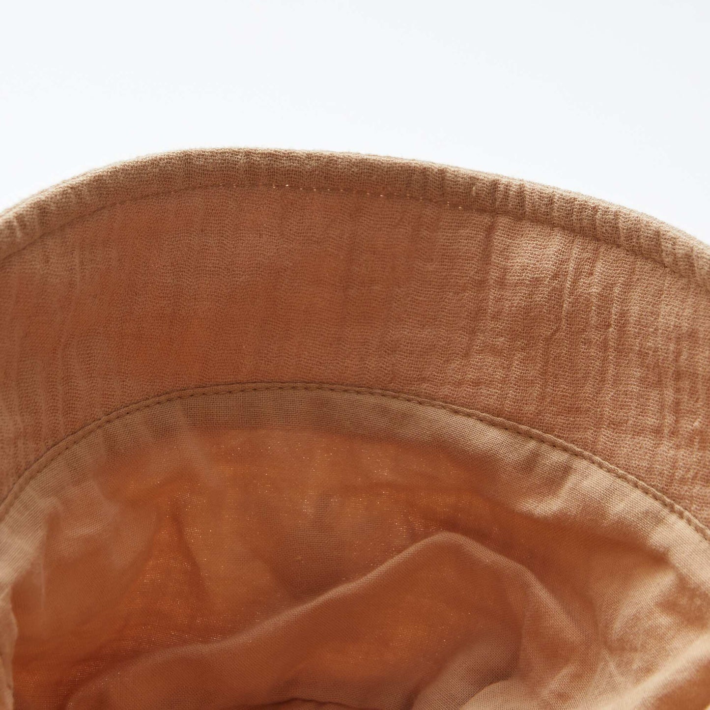 Gorro bucket de gasa de algodón con bordado de sol BEIGE