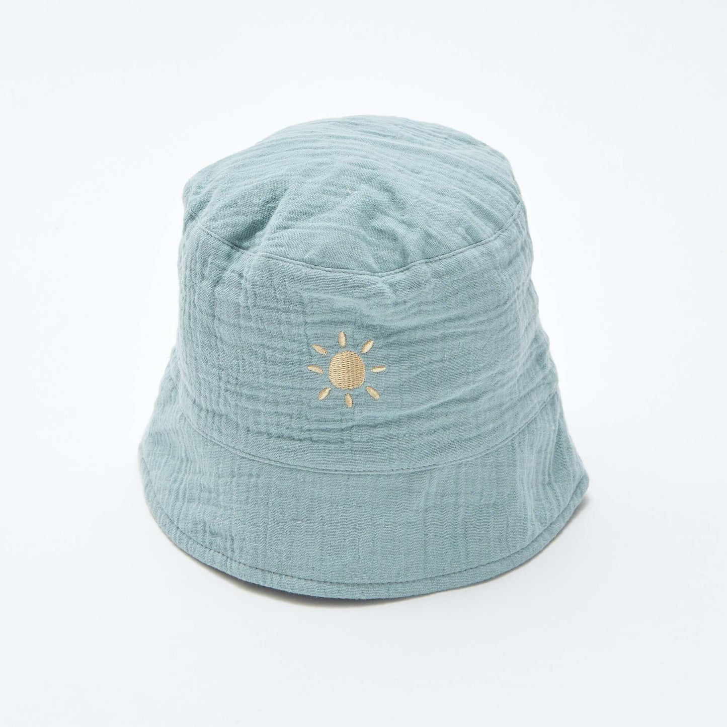 Gorro bucket de gasa de algodón con bordado de sol AZUL