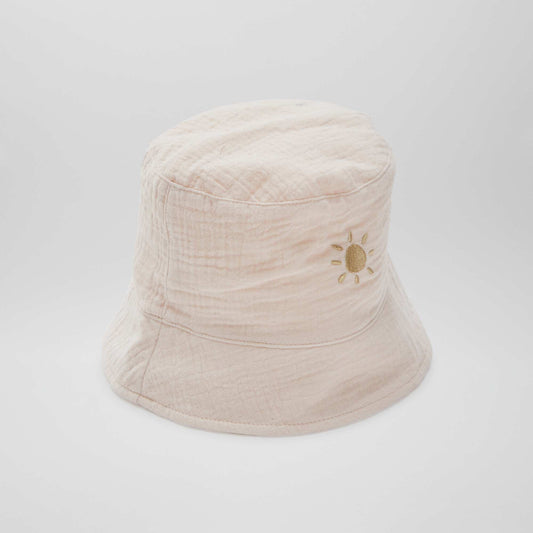 Gorro bob de gasa de algodón con bordado de sol ROSA