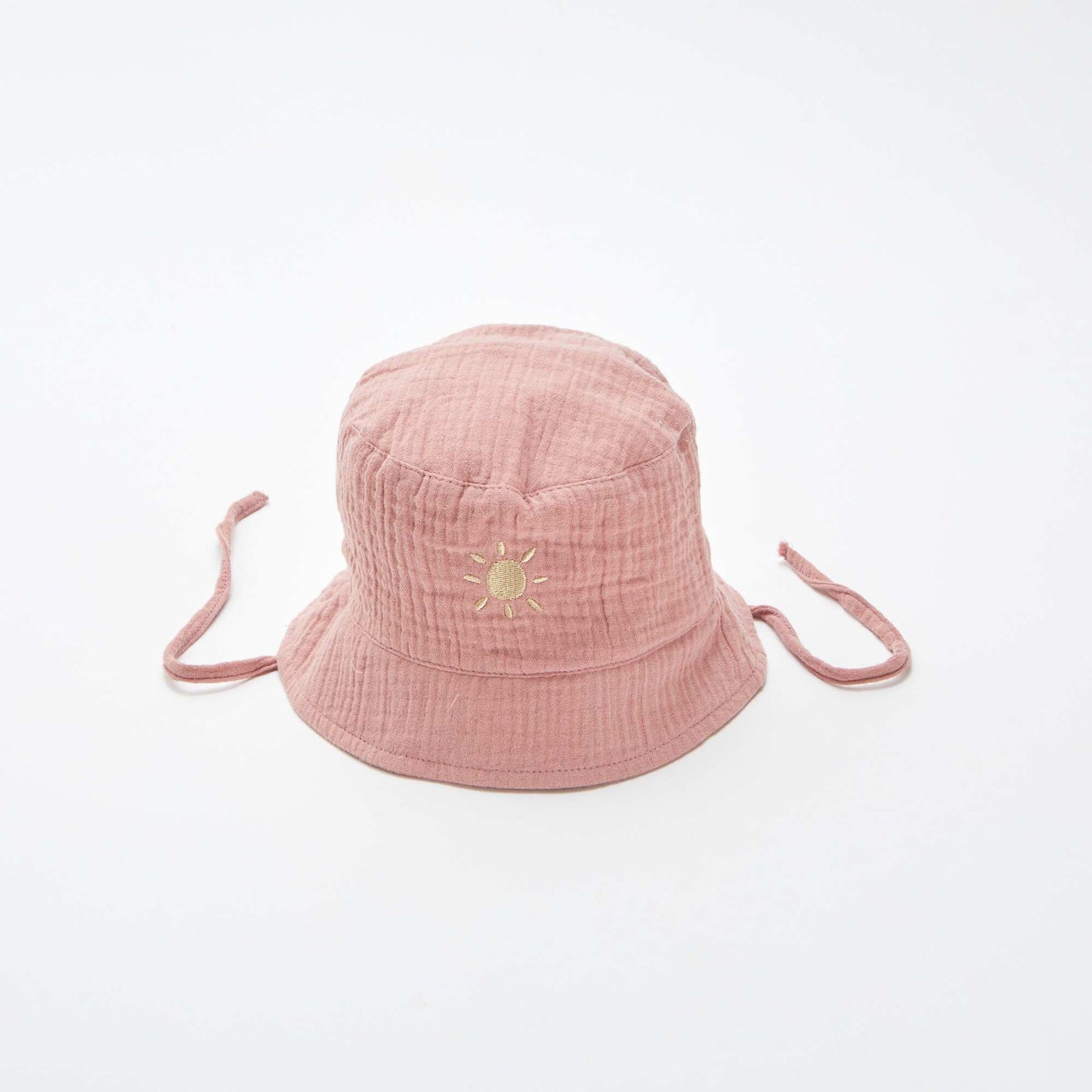Gorro bob de gasa de algodón con bordado de sol ROSA