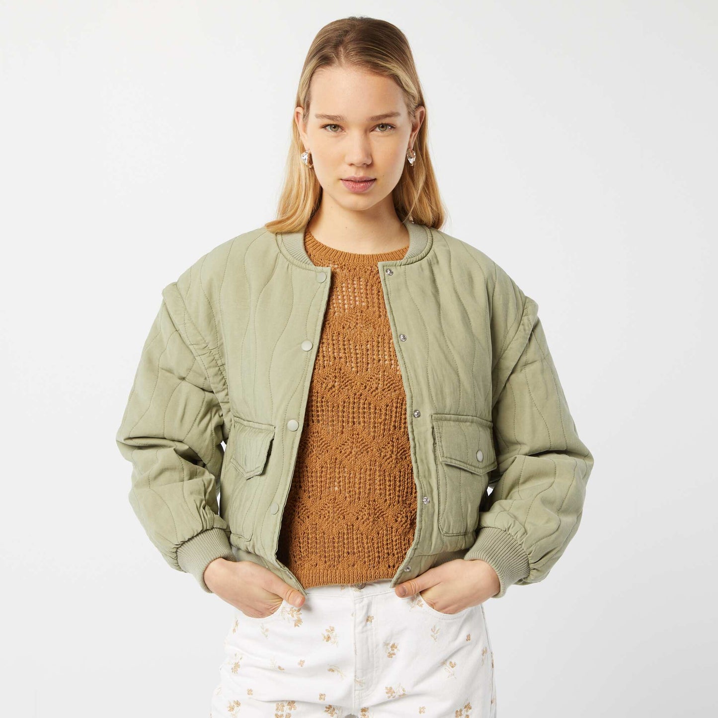 Chaqueta acolchada 2 en 1 con mangas extraíbles KAKI