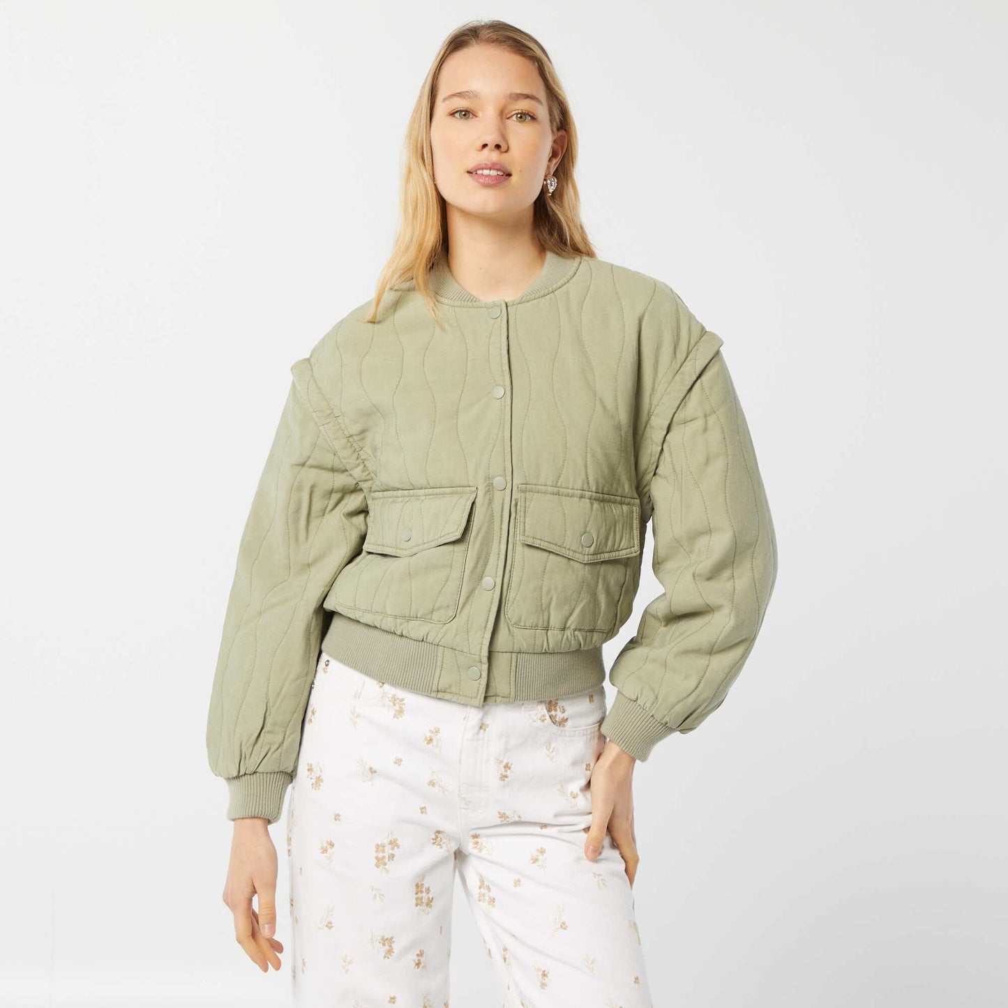 Chaqueta acolchada 2 en 1 con mangas extraíbles KAKI