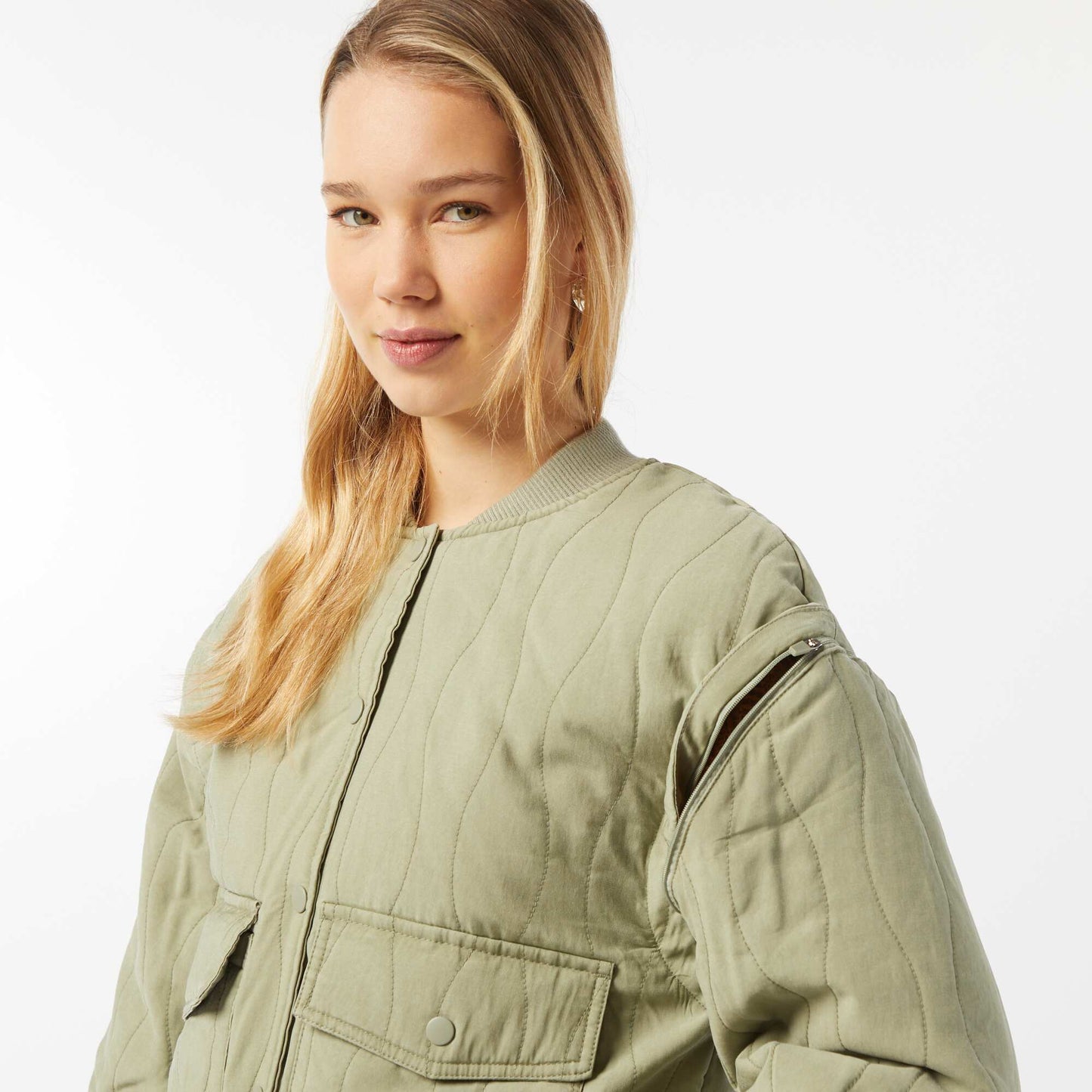Chaqueta acolchada 2 en 1 con mangas extraíbles KAKI