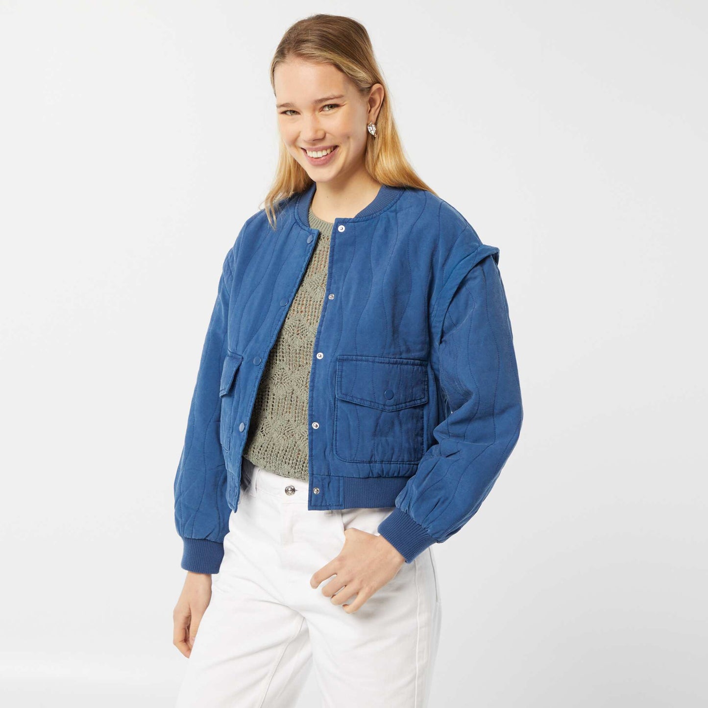 Chaqueta acolchada 2 en 1 con mangas extraíbles AZUL