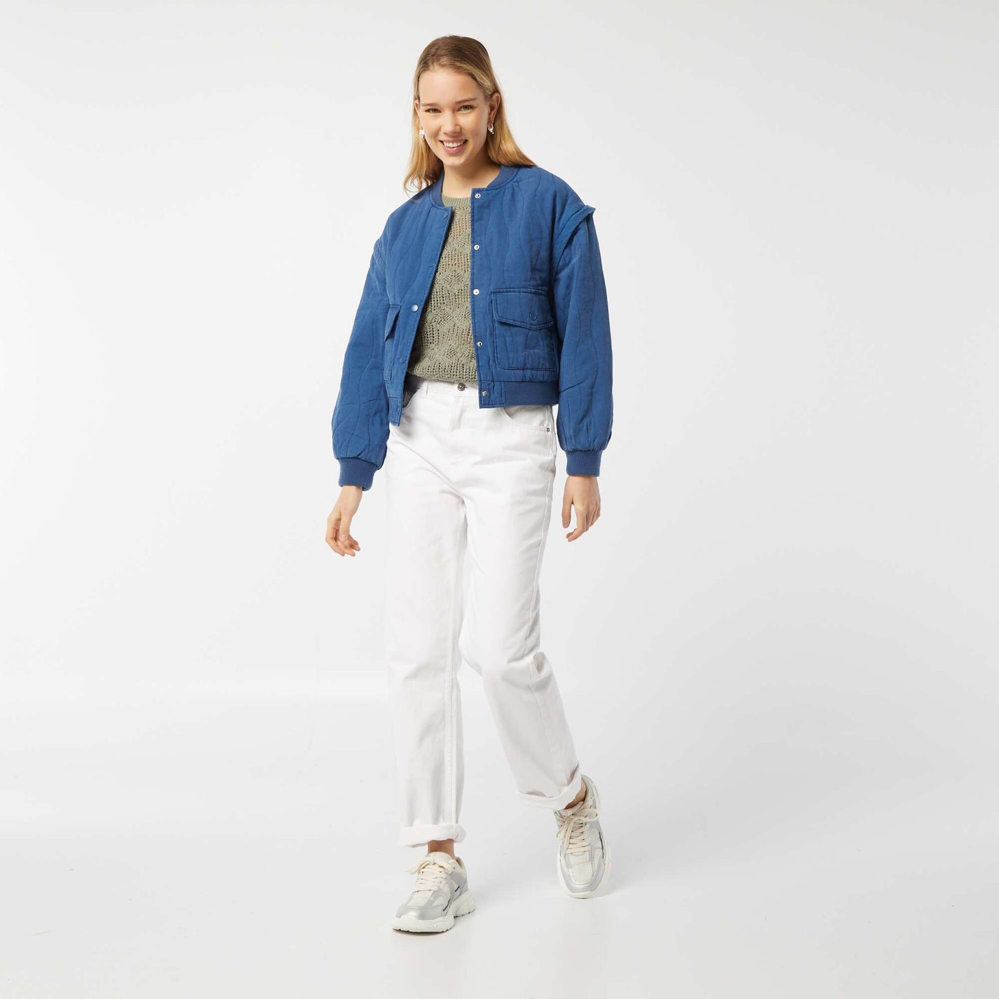 Chaqueta acolchada 2 en 1 con mangas extraíbles AZUL