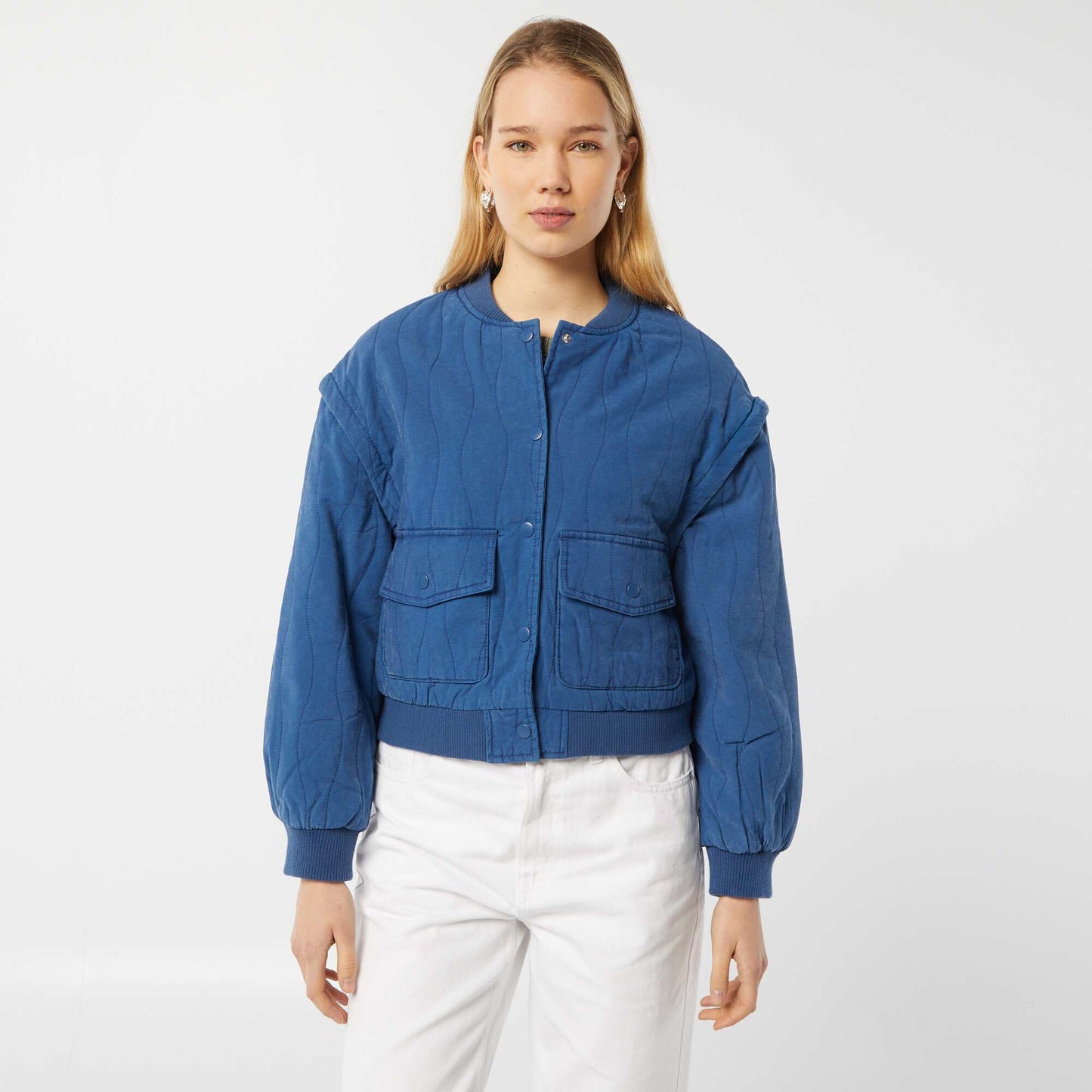 Chaqueta acolchada 2 en 1 con mangas extraíbles AZUL
