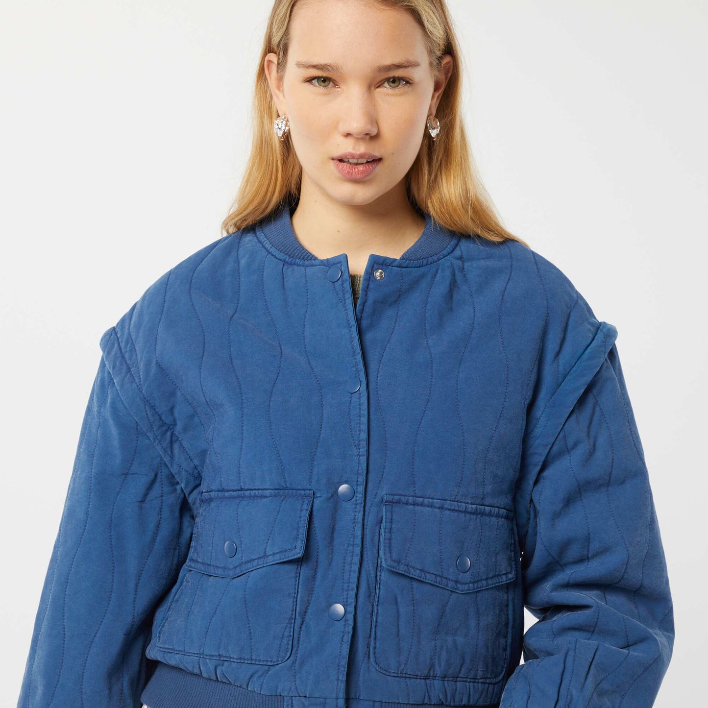 Chaqueta acolchada 2 en 1 con mangas extraíbles AZUL