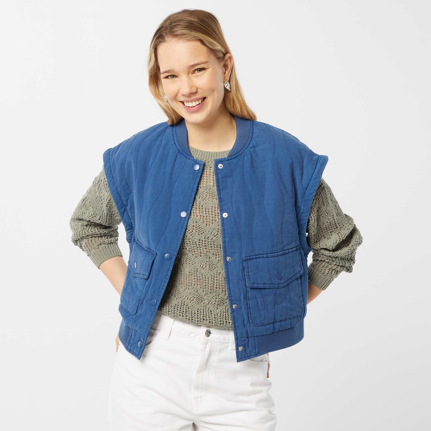 Chaqueta acolchada 2 en 1 con mangas extraíbles AZUL