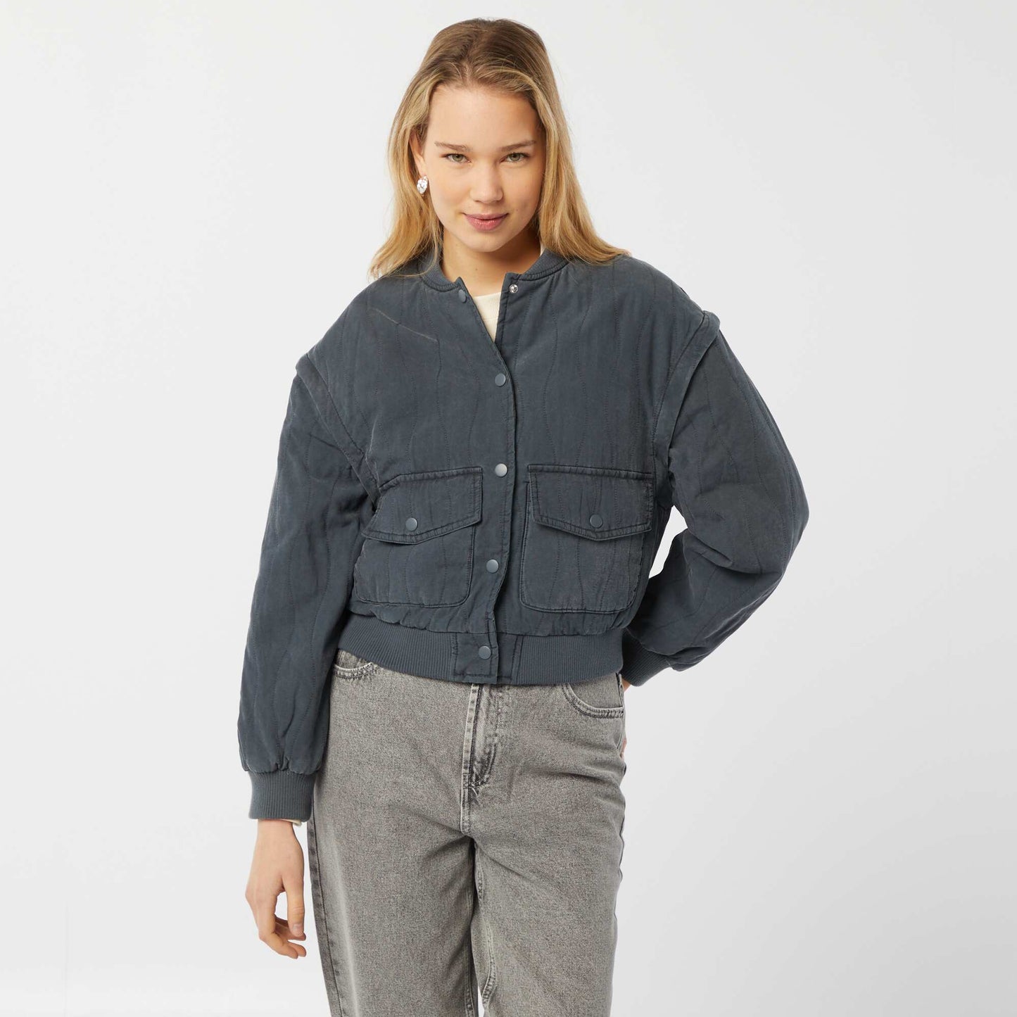 Chaqueta acolchada 2 en 1 con mangas extraíbles NEGRO
