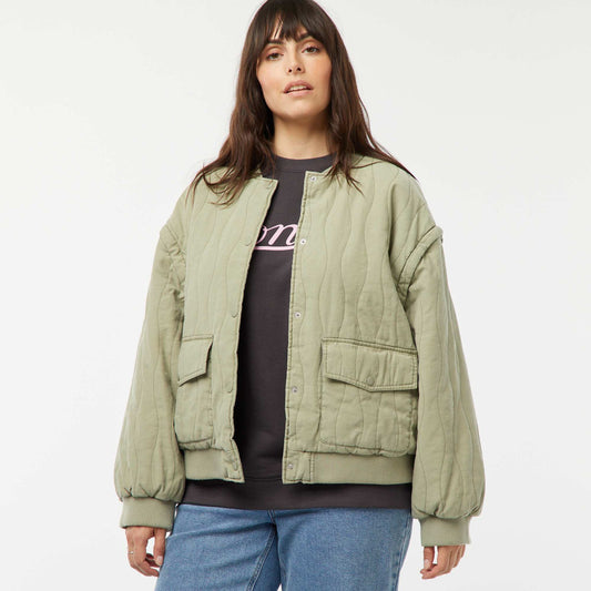 Chaqueta de algodón acolchada con ondas verticales KAKI