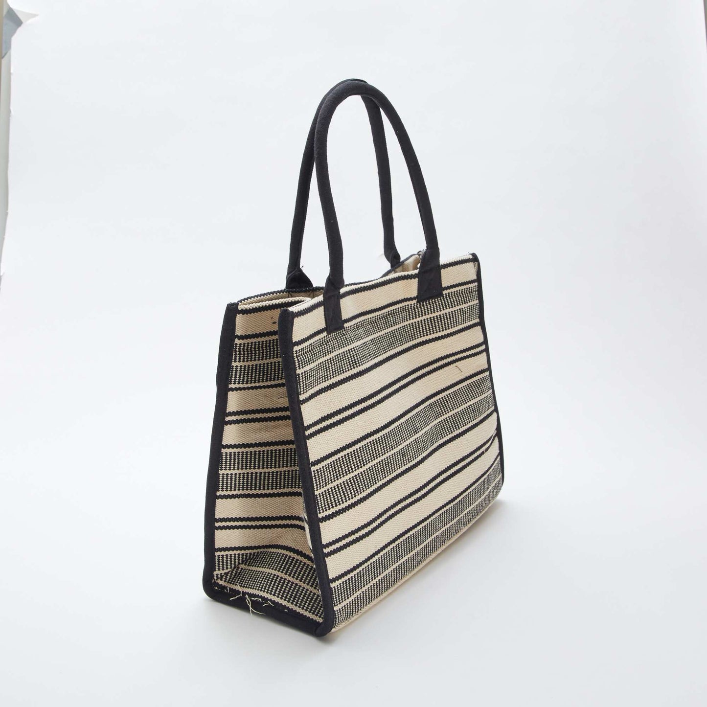 Bolso shopper con estampado de rayas NEGRO