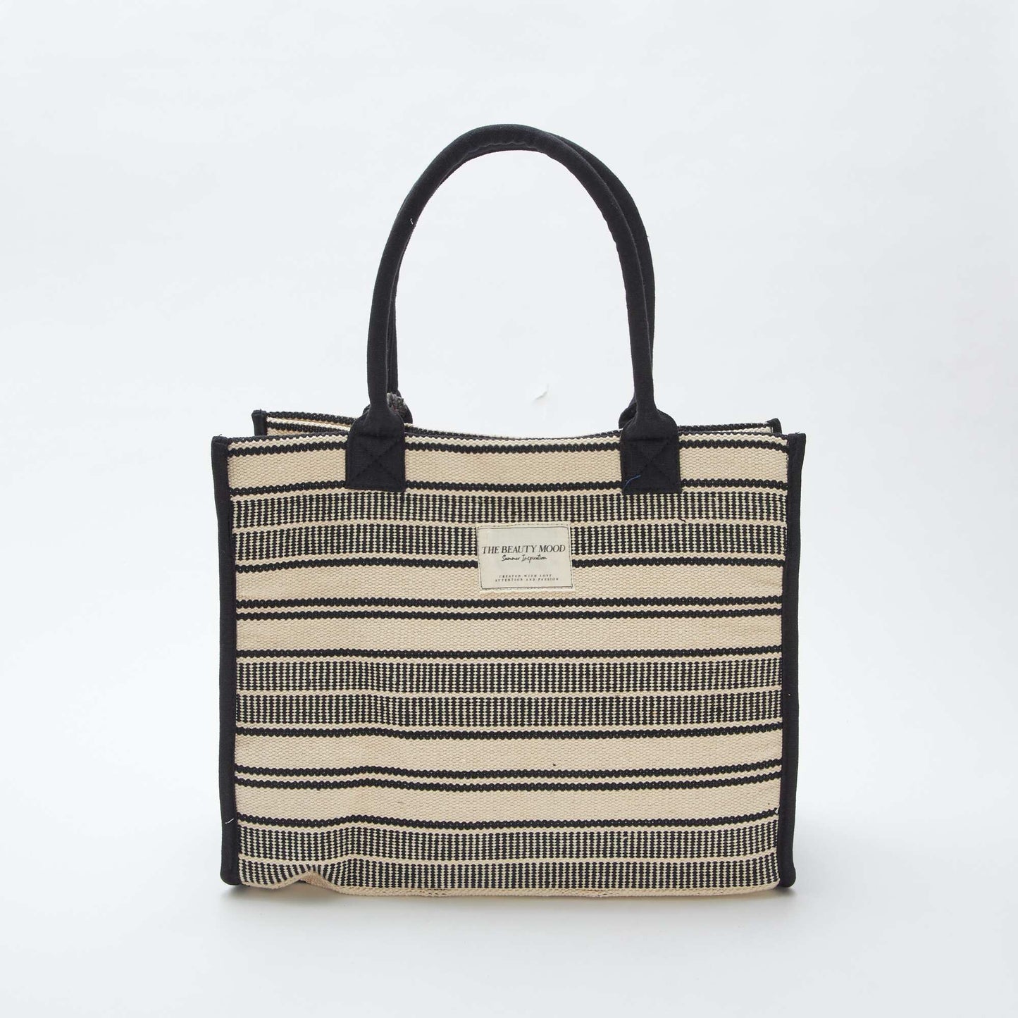 Bolso shopper con estampado de rayas NEGRO