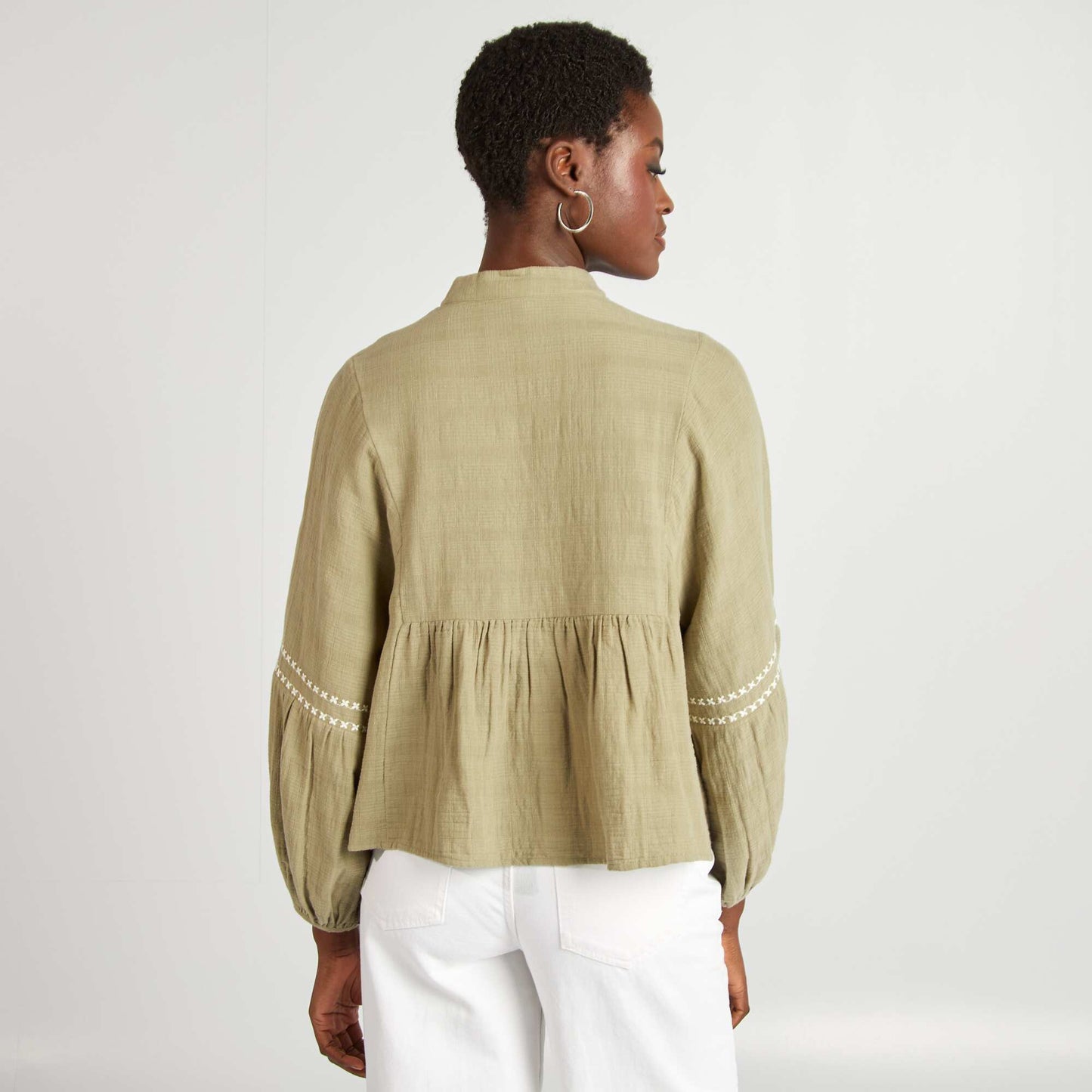 Blusa de gasa de algodón VERDE