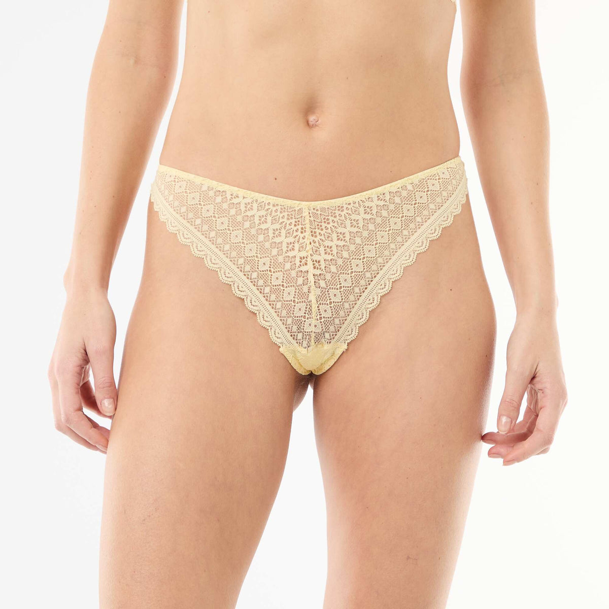 Tanga de encaje AMARILLO