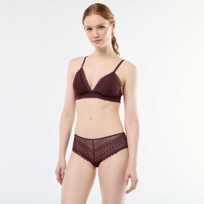 Shorty de encaje MARRON