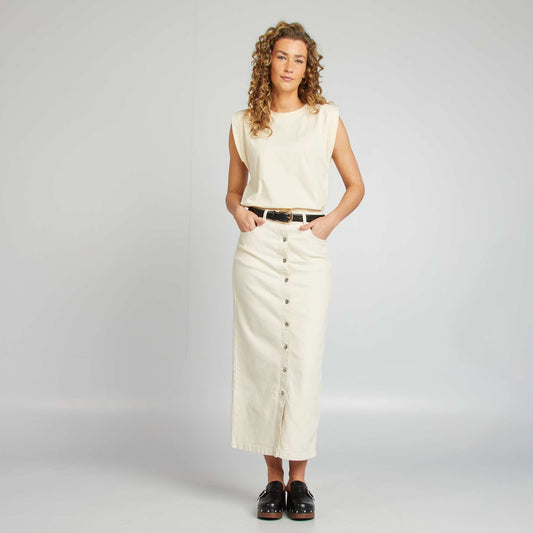 Falda midi vaquera BLANCO