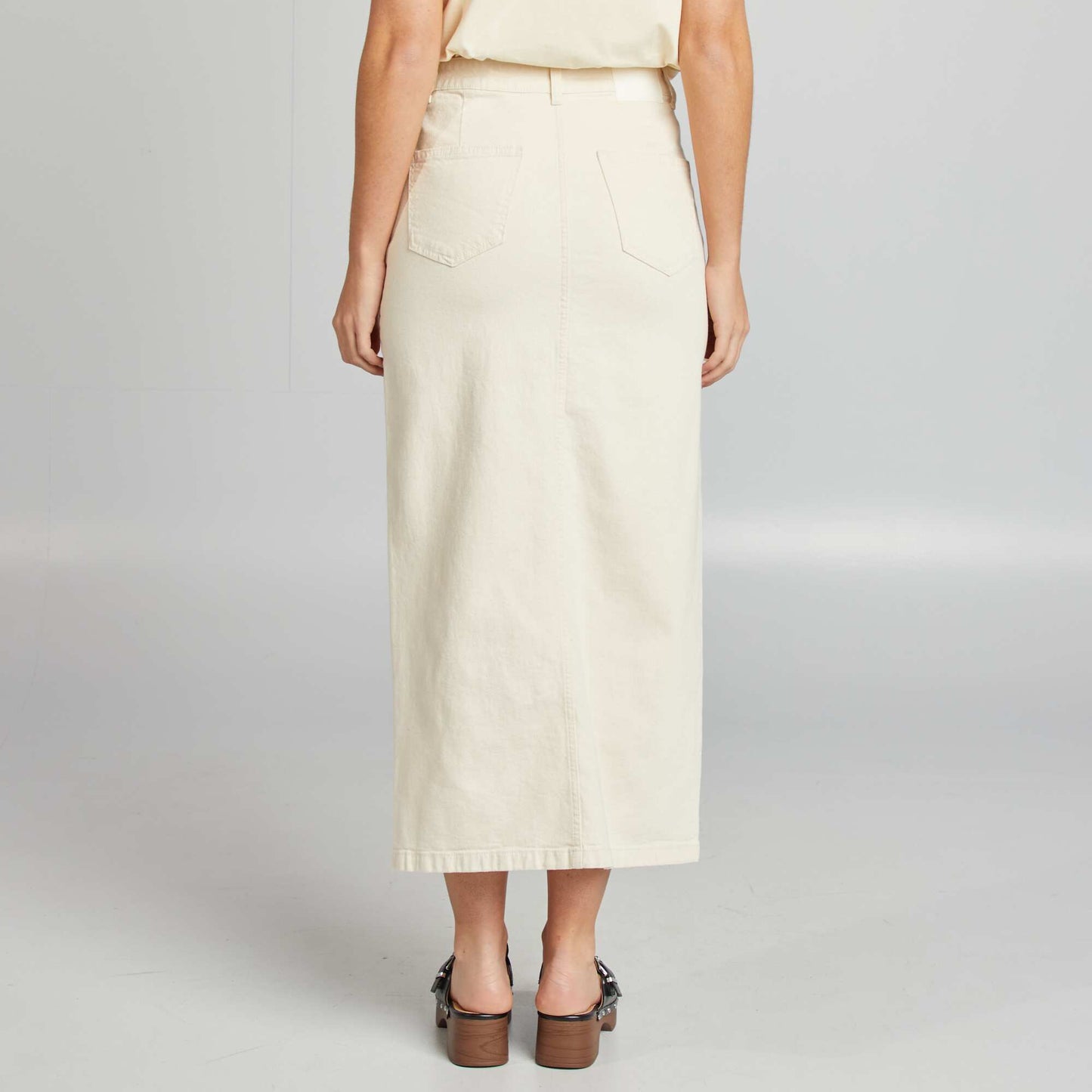 Falda midi vaquera BLANCO