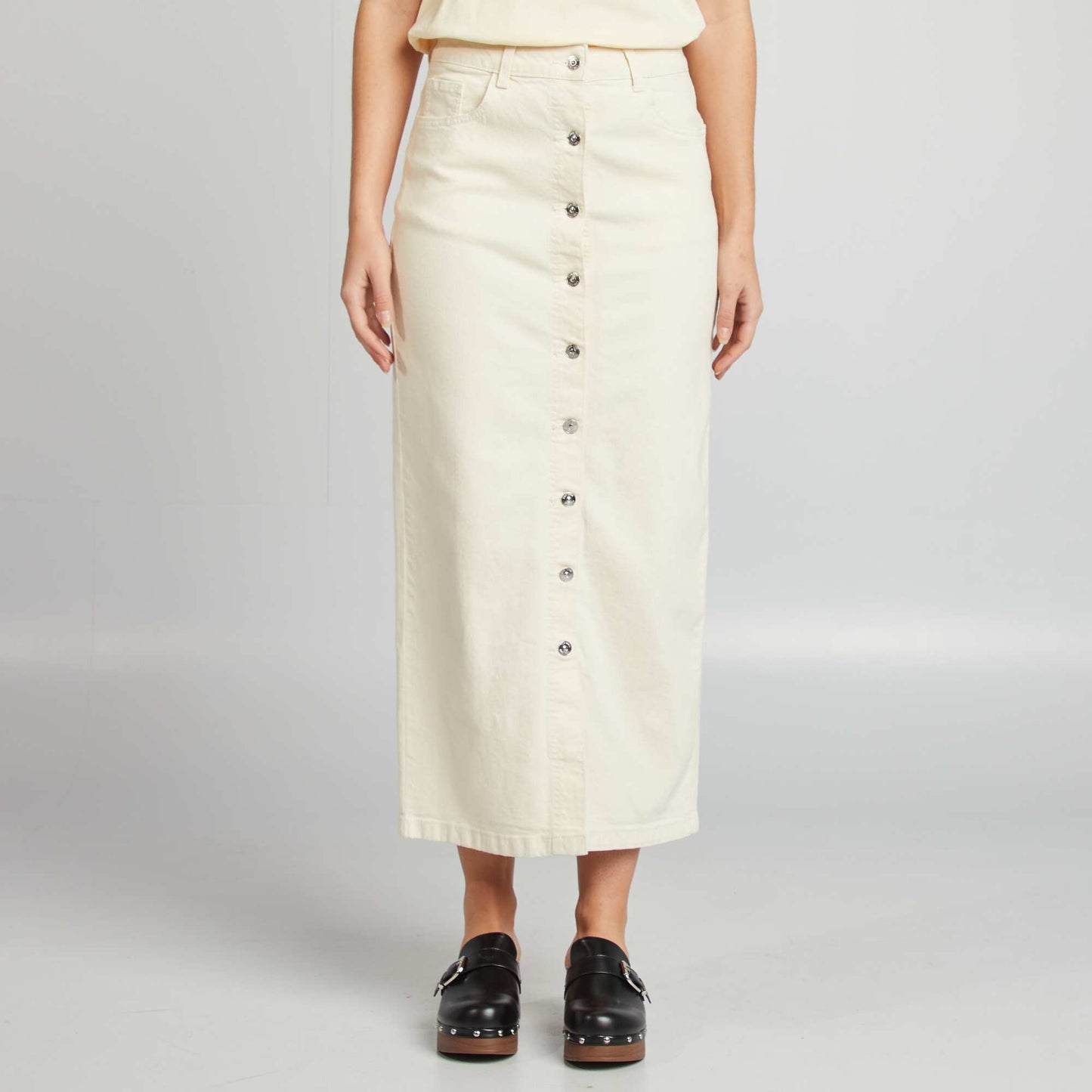 Falda midi vaquera BLANCO