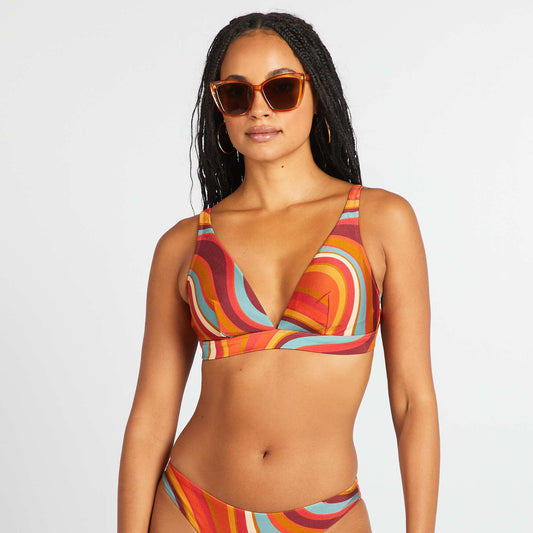 Sujetador de bikini estampado psicodélico NARANJA