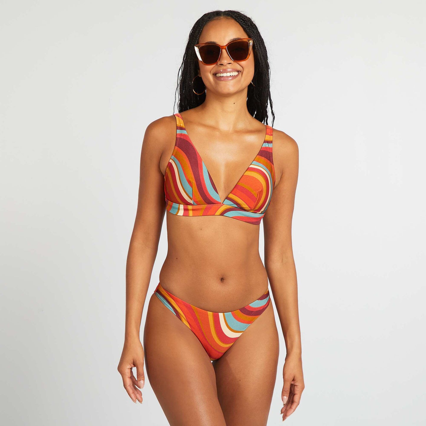 Sujetador de bikini estampado psicodélico NARANJA