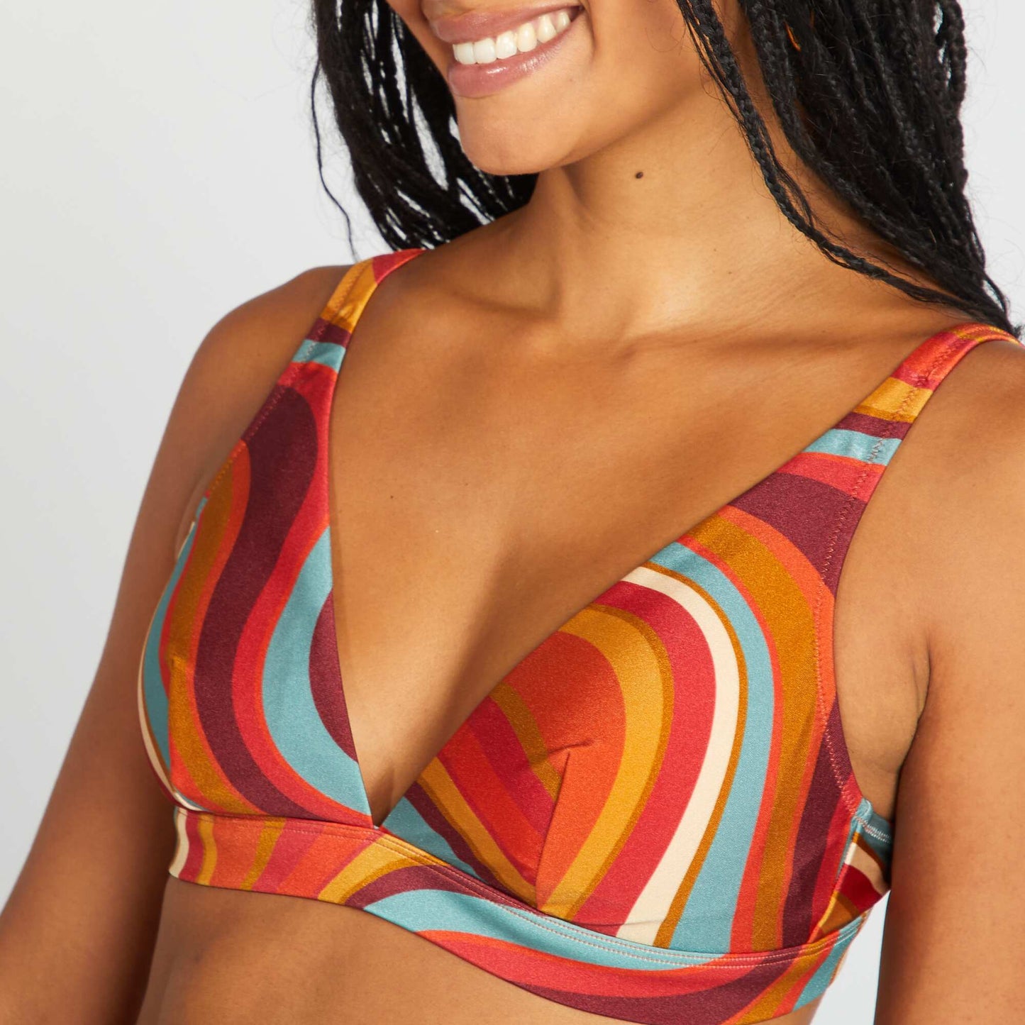 Sujetador de bikini estampado psicodélico NARANJA