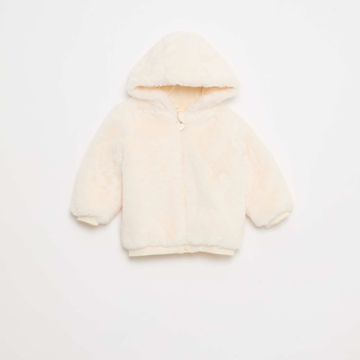 Chaqueta de pelo sintético con capucha BLANCO