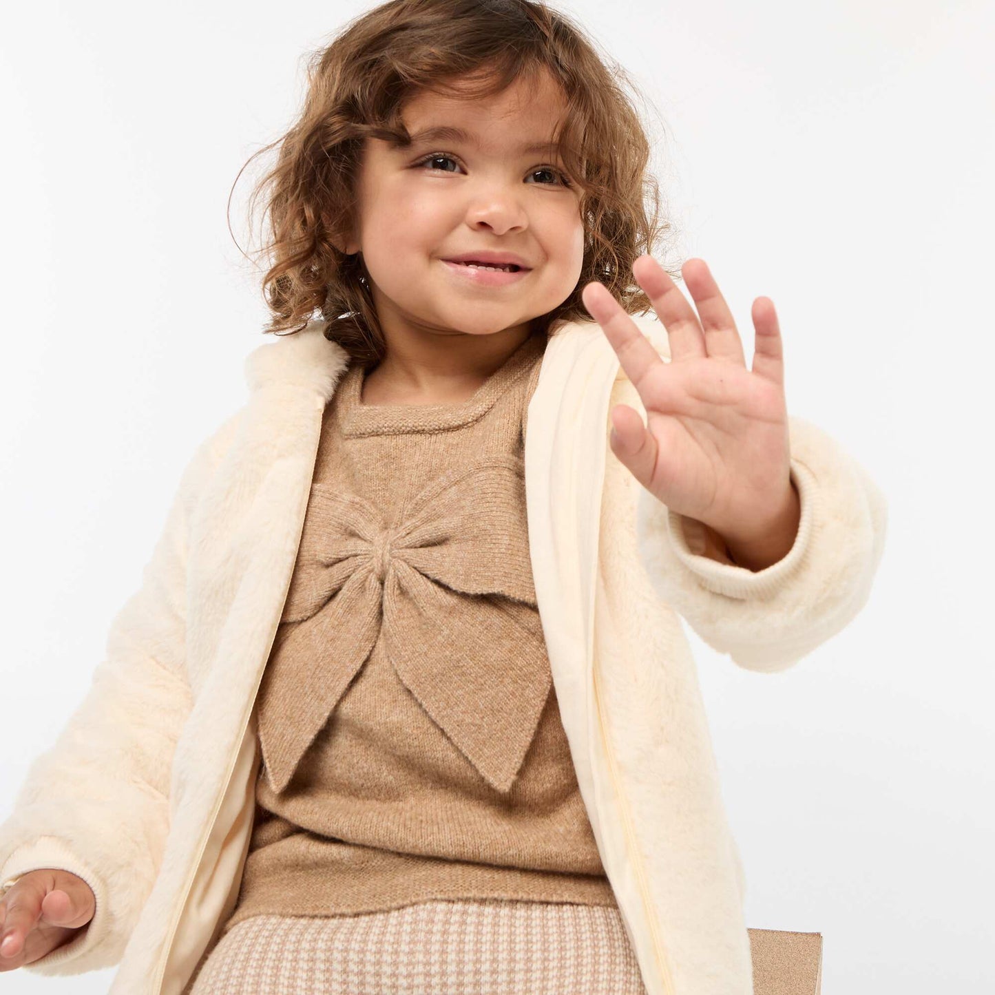 Chaqueta de pelo sintético con capucha BLANCO