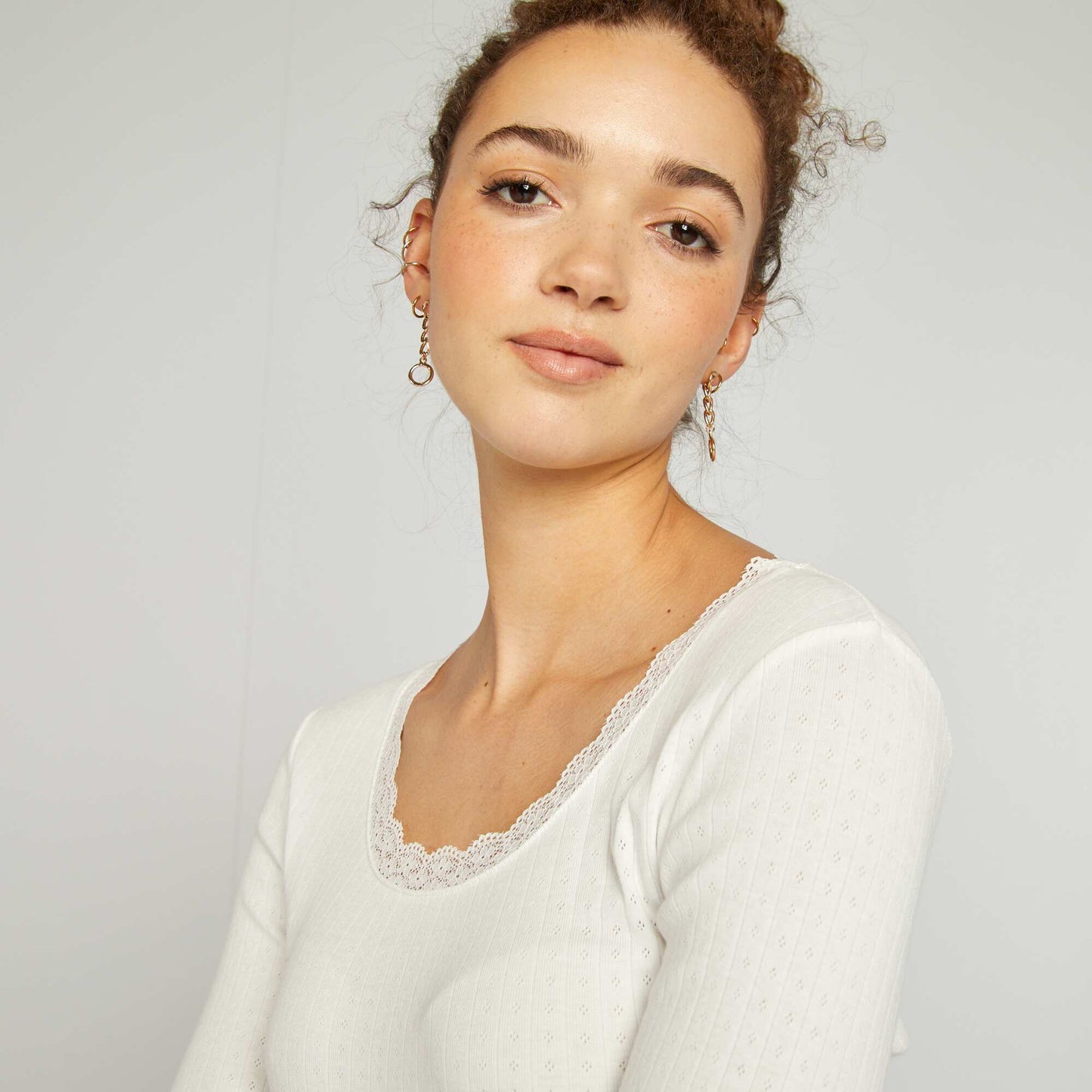Camiseta de punto pointelle BLANCO
