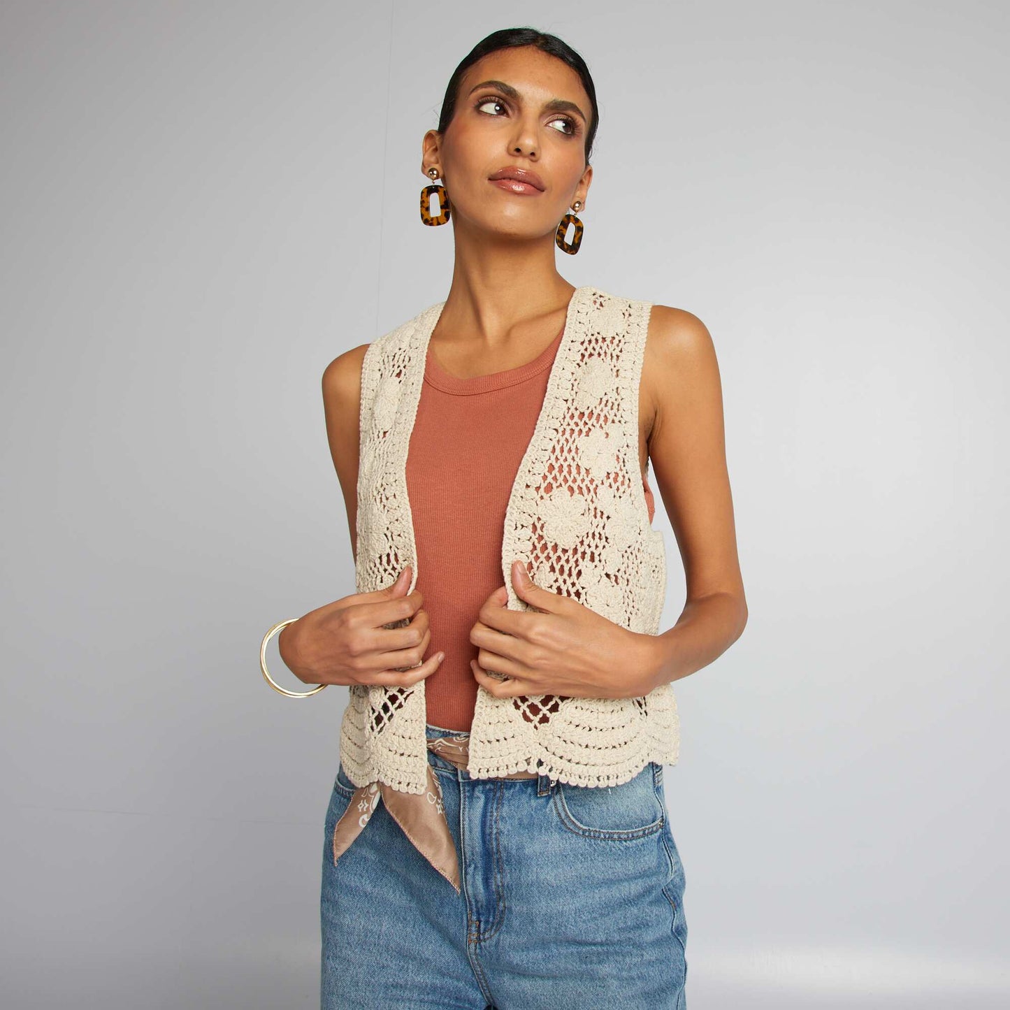 Chaleco de macramé BLANCO