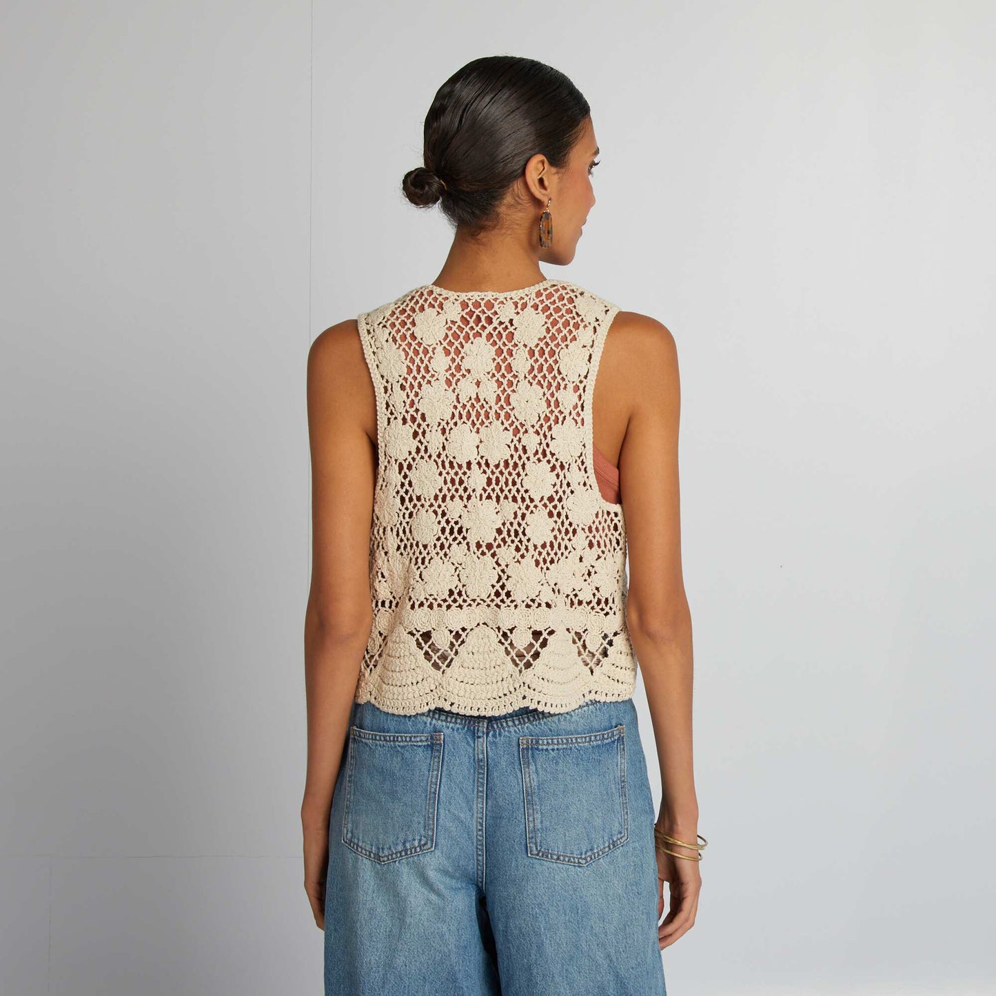 Chaleco de macramé BLANCO