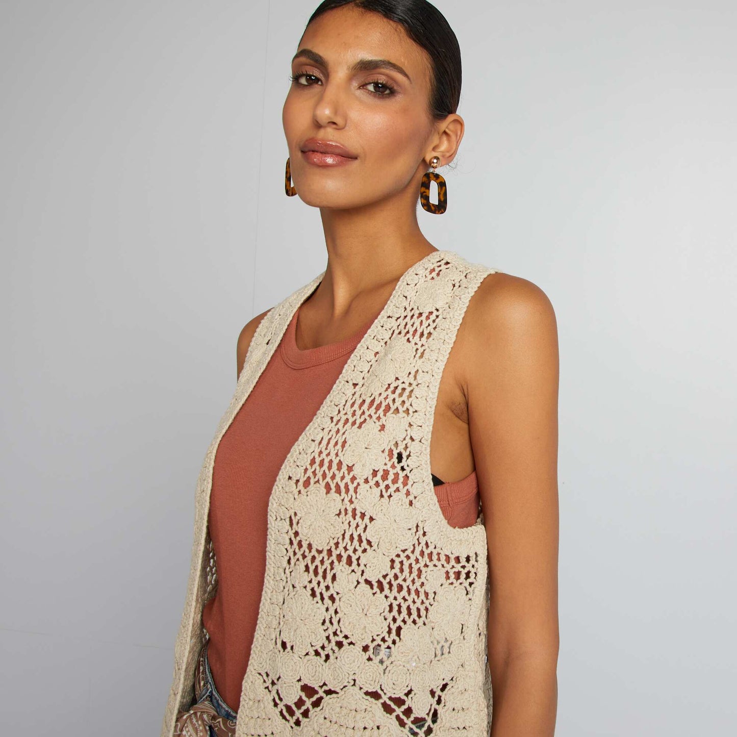 Chaleco de macramé BLANCO