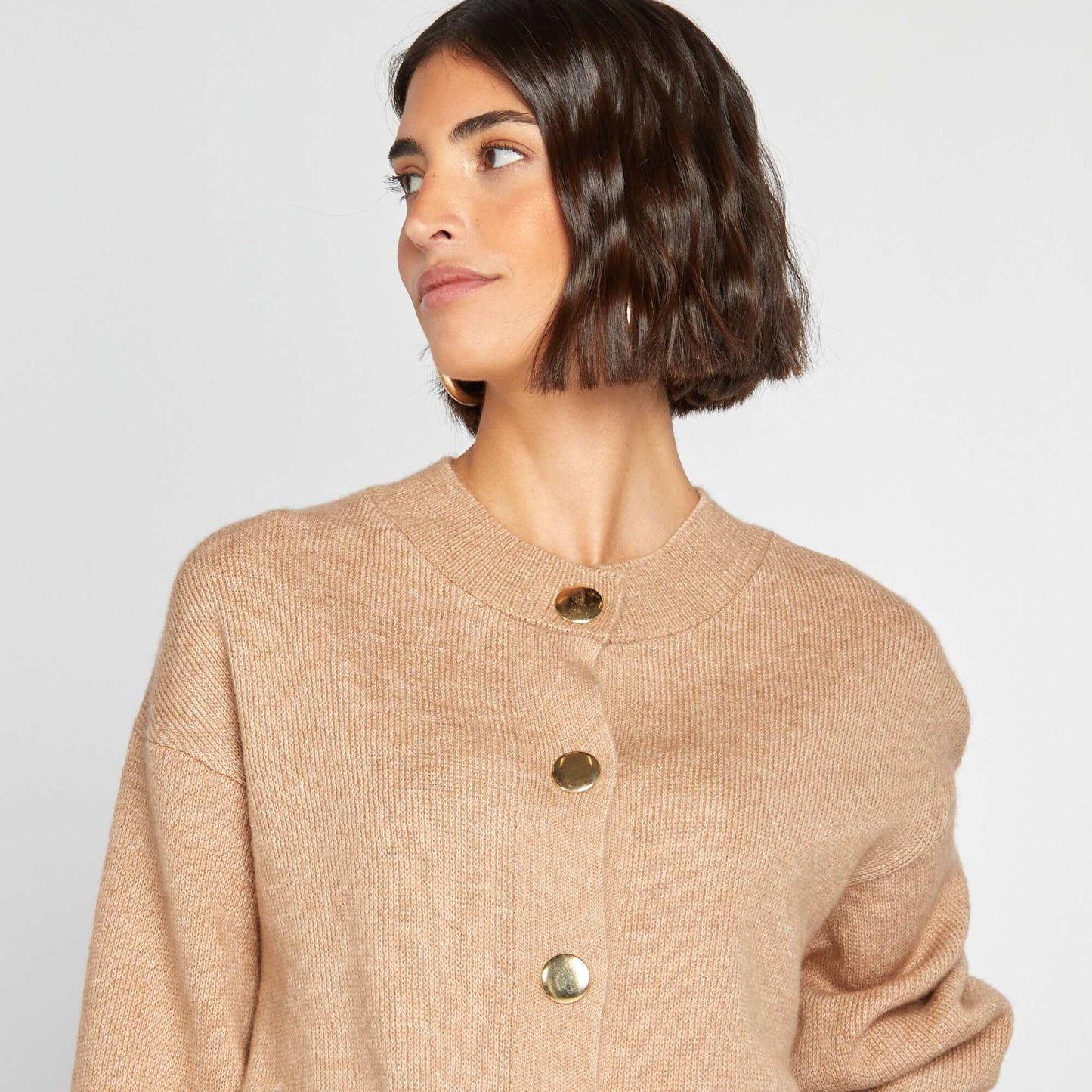 Chaqueta de punto fino BEIGE