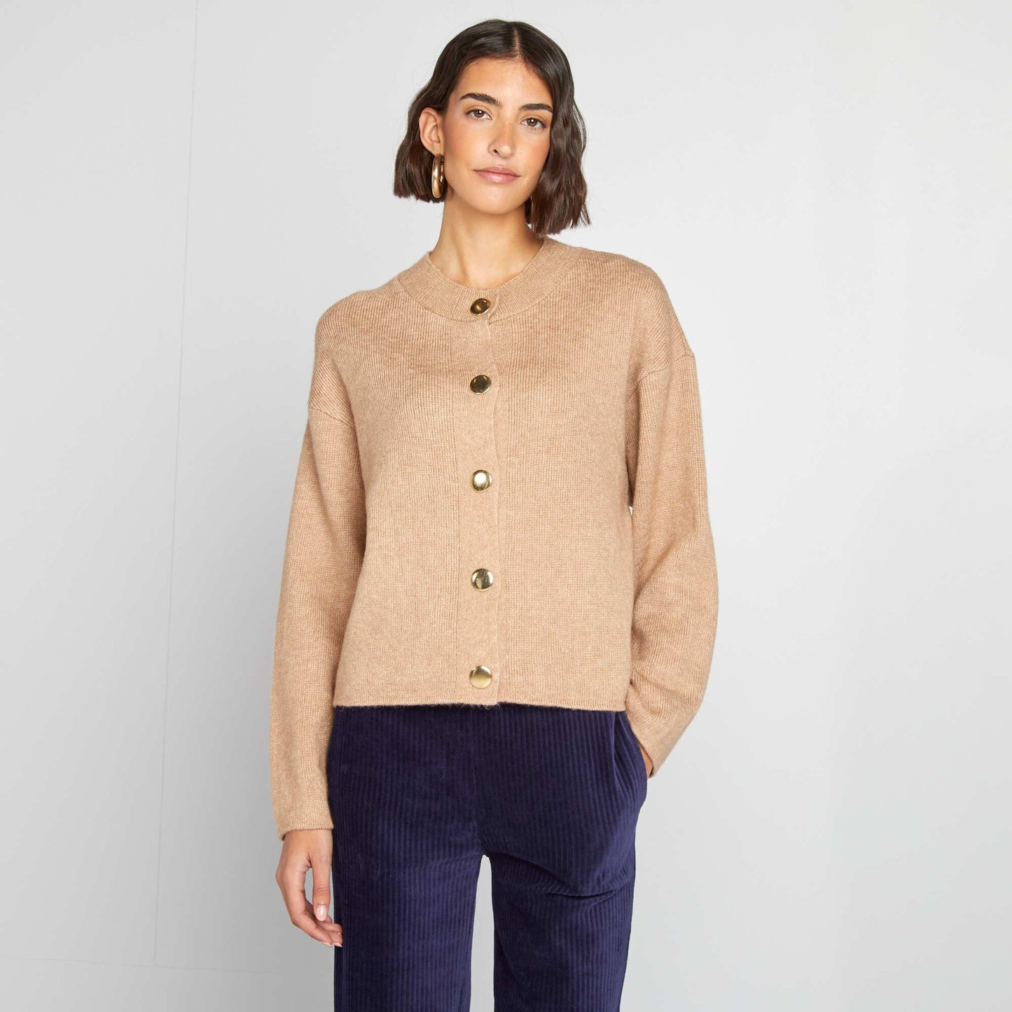 Chaqueta de punto fino BEIGE