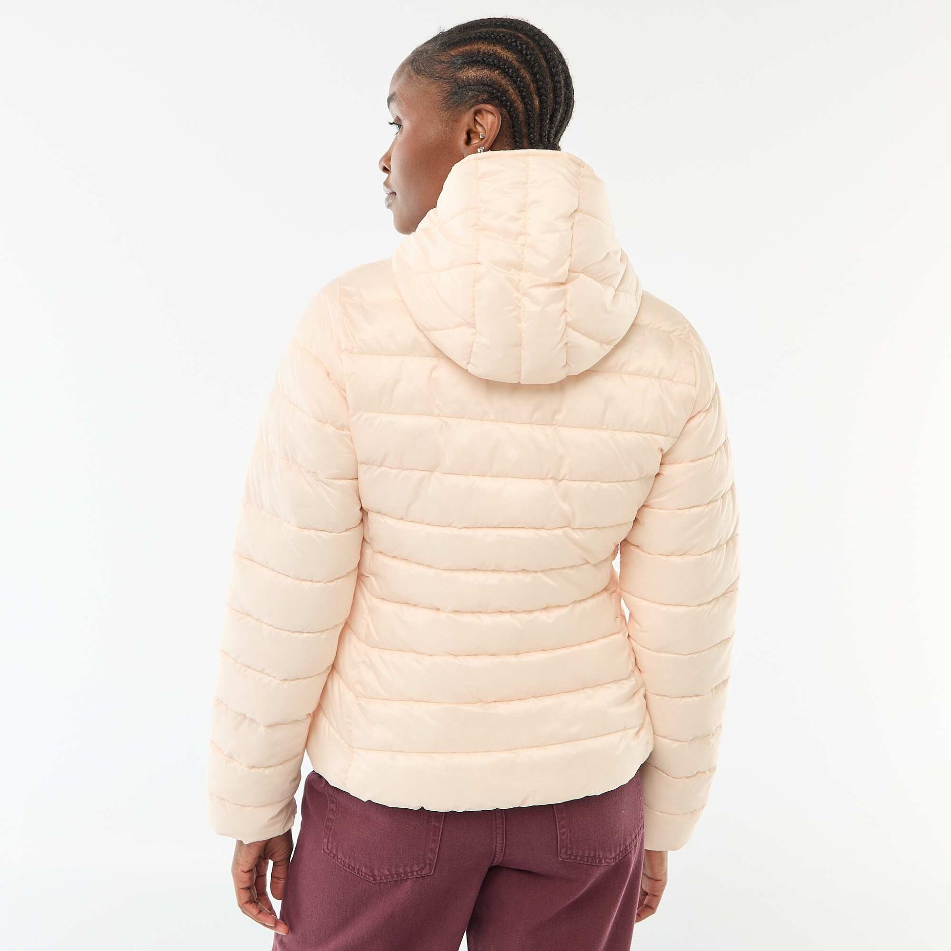 Campera ligera acolchada con capucha lisa ROSA