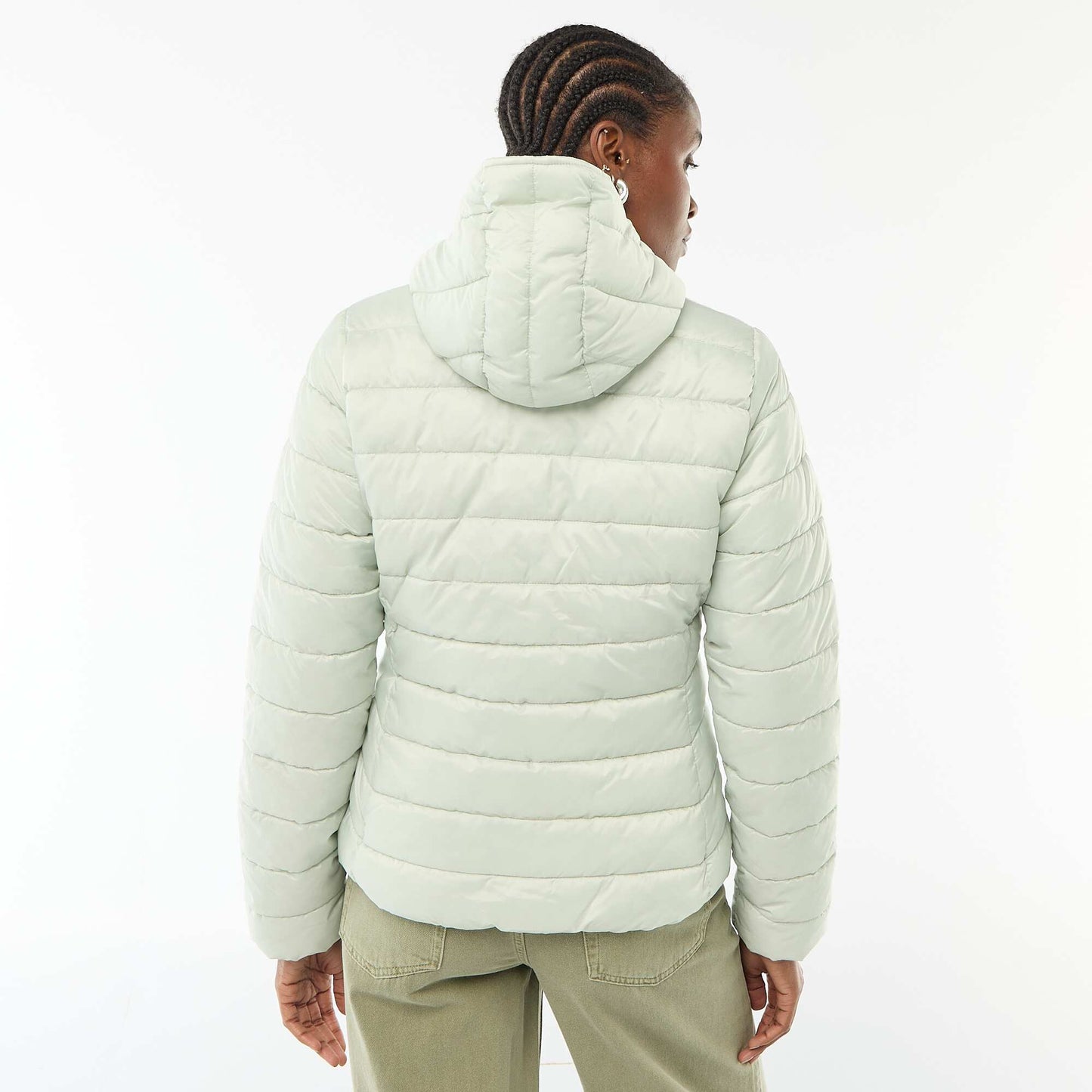 Campera ligera acolchada con capucha lisa AZUL
