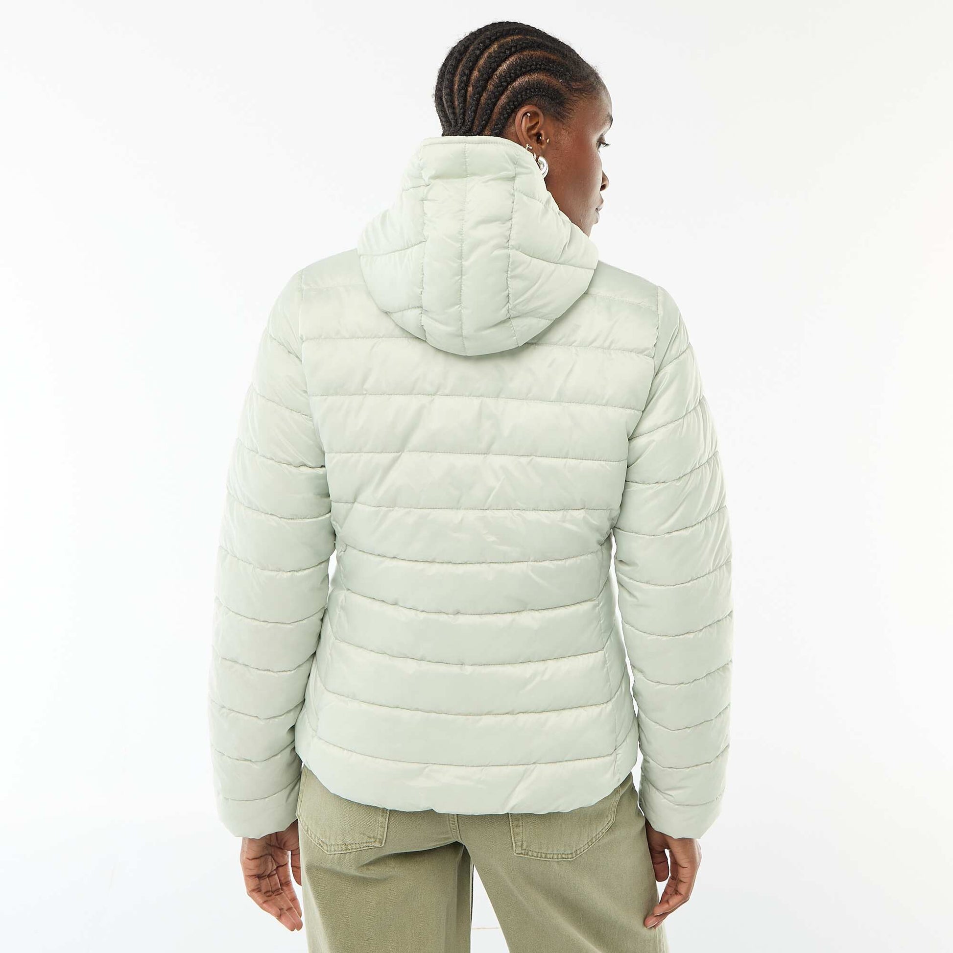 Campera ligera acolchada con capucha lisa AZUL